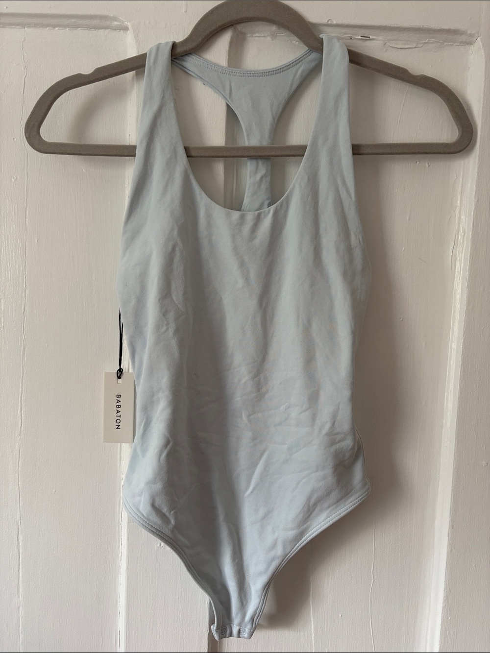 ARITZIA BABATON BABY BLUE RACERBACK BODYSUIT